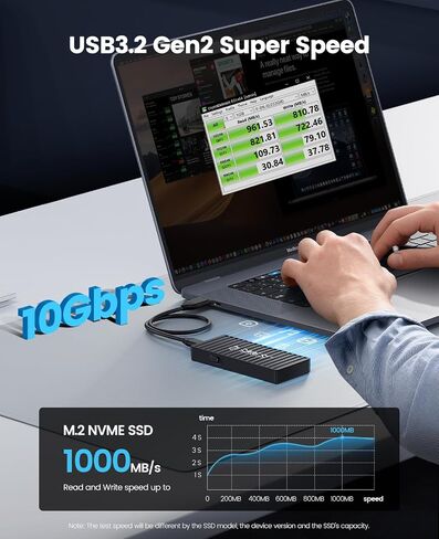 حاوية ORICO M.2 NVMe SSD، محول USB C 10 جيجابت في الثانية بدون أدوات، قارئ USB 3.2 M.2 NVMe، حافظة SSD خارجية متوافقة مع Thunderbolt 3، تدعم 4 تيرابايت 2230/2242/2260/2280 PCIe M-Key SSDs-9610-C3- بك in Saudi Arabia