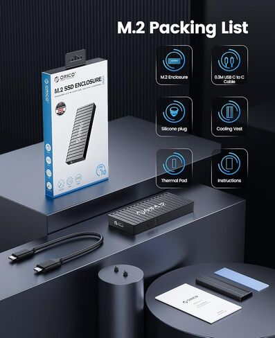 حاوية ORICO M.2 NVMe SSD، محول USB C 10 جيجابت في الثانية بدون أدوات، قارئ USB 3.2 M.2 NVMe، حافظة SSD خارجية متوافقة مع Thunderbolt 3، تدعم 4 تيرابايت 2230/2242/2260/2280 PCIe M-Key SSDs-9610-C3- بك in Saudi Arabia