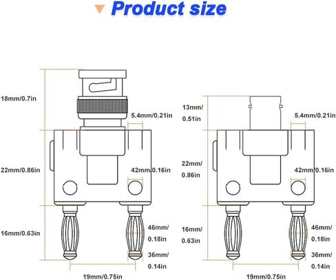 BNC Male to Dual Banana Male Plug & BNC Female to Dual Banana Male Plug, Binding Posts RF Coaxial Adapter BNC to Banana Coax Jack Connector (4 Pack) in Kuwait