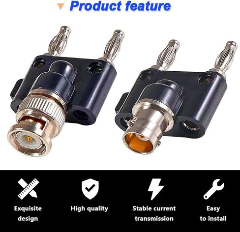 BNC Male to Dual Banana Male Plug & BNC Female to Dual Banana Male Plug, Binding Posts RF Coaxial Adapter BNC to Banana Coax Jack Connector (4 Pack) in Kuwait