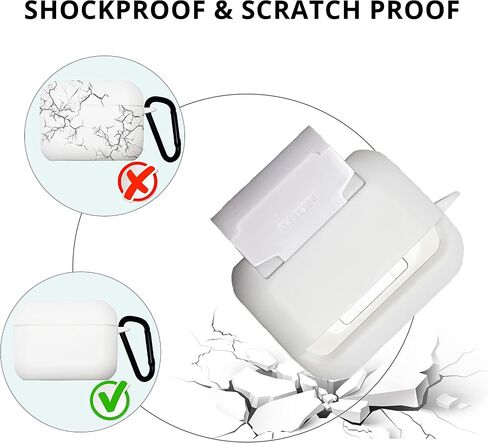 AirStand - غطاء حافظة AirPods Pro مع حامل هاتف غير مرئي، متوافق مع AirPods Pro 1/2nd Generation، جراب مقاوم للصدمات مصنوع من مادة TPU&PC مع حلقة مفاتيح، تصميم حاصل على براءة اختراع (فضي) in Kuwait