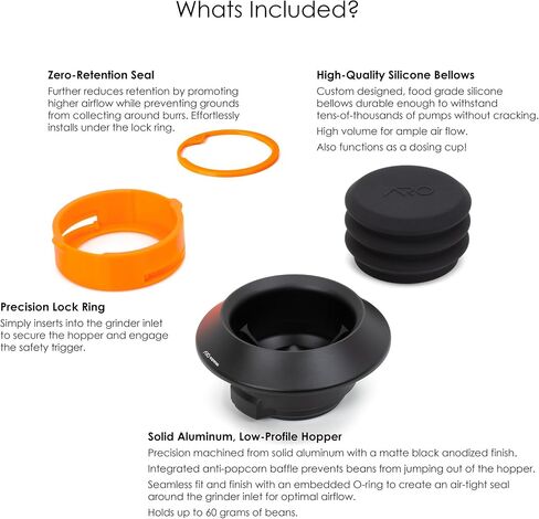 ARO Espresso™ Aluminum Single Dose Hopper with Silicone Bellows and Integrated Anti-Popcorn Baffle | Compatible with Breville/Sage Barista Express, Pro, Touch, and Impress (Black, Aluminum Hopper) in Saudi Arabia