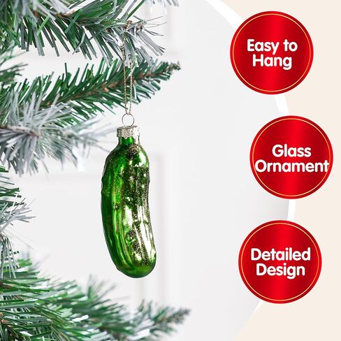Joiedomi Christmas Avocado Glass Ornament, Xmas Glass Blown Food Ornament Presents for Christmas Tree Decoration, Food Ornament for Xmas Gift Party Favor Party Supplies Indoor Decoration in Kuwait