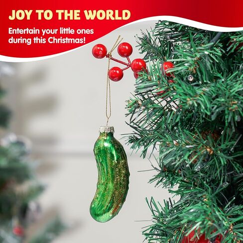 Joiedomi Christmas Avocado Glass Ornament, Xmas Glass Blown Food Ornament Presents for Christmas Tree Decoration, Food Ornament for Xmas Gift Party Favor Party Supplies Indoor Decoration in Kuwait