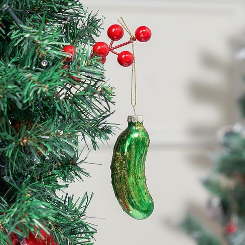 Joiedomi Christmas Avocado Glass Ornament, Xmas Glass Blown Food Ornament Presents for Christmas Tree Decoration, Food Ornament for Xmas Gift Party Favor Party Supplies Indoor Decoration in Kuwait