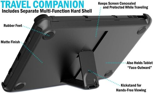 حافظة وغطاء سفر لجهاز Google Pixel Tablet (2023)، وNakedcellphone Special Ops Rugged Shield ورفيق حامل عرض بقشرة صلبة - أسود غير لامع in Kuwait