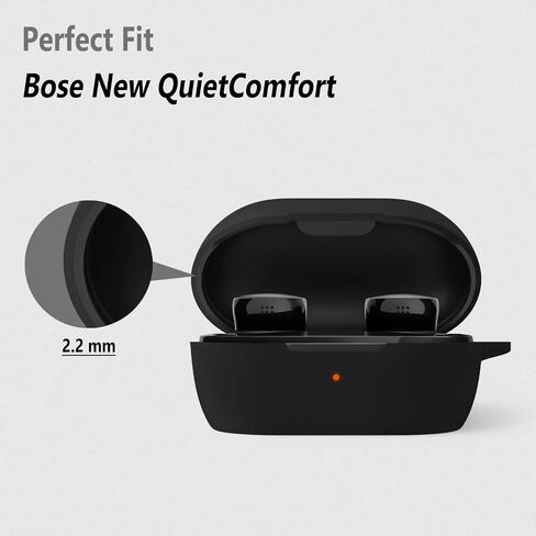Geiomoo Silicone Case for New Bose QuietComfort Earbuds 2024, Protective Cover with Carabiner (Black) in Saudi Arabia