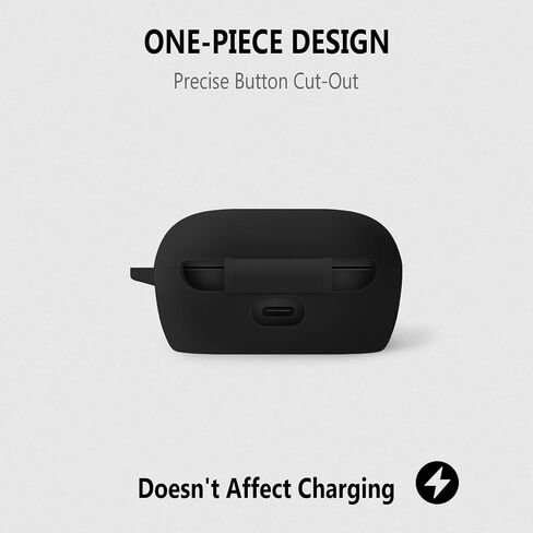 Geiomoo Silicone Case for New Bose QuietComfort Earbuds 2024, Protective Cover with Carabiner (Black) in Saudi Arabia