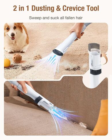 LABIGO Dog Grooming Vacuum Kit, 1.8L Pet Grooming Kit with 3 Suction Levels, Low Noise Dog Hair Vacuum with 4 Pet Grooming Tools for Pet Hair Removing, Home Cleaning in Saudi Arabia