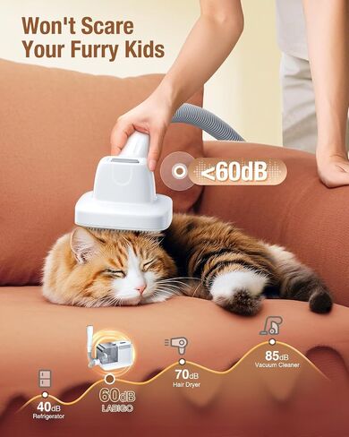 LABIGO Dog Grooming Vacuum Kit, 1.8L Pet Grooming Kit with 3 Suction Levels, Low Noise Dog Hair Vacuum with 4 Pet Grooming Tools for Pet Hair Removing, Home Cleaning in Saudi Arabia