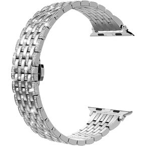 Wearlizer متوافق مع Apple Watch Band Women 38/40/41/42/44/45/49mm كريستال حجر الراين الماس الفرقة الفاخرة الفولاذ المقاوم للصدأ حزام سوار معدني لسلسلة iWatch Ultra 10 9 8 7 SE 6 5 4 3 2 1