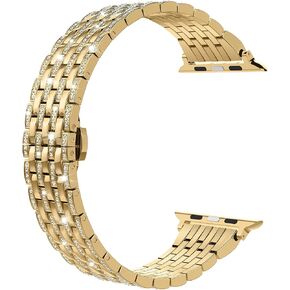 Wearlizer Compatible Apple Watch Band Women 38/40/41/42/44/45/49mm Crystal Rhinestone Diamond Band Luxury Stainless Steel Metal Bracelet Strap for iWatch Ultra Series 10 9 8 7 SE 6 5 4 3 2 1