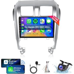 8Core 2+64G Car Stereo for Honda CRV 2007-2011 Wireless Carplay Android Auto,10.1 inch 1280 * 720P IPS Touch Screen Radio, Android/GPS/WiFi/32EQ DSP/59UI/Bluetooth5.0/SWC+Backup Camera&Mic