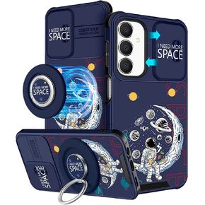 for Samsung Galaxy A15 5G Phone Case - [2in1] Women Girls Cute Phone Cover Girly Pretty Mushroom Camera Cover Compatible with MagSafe Ring Holder Stand for Samsung A15 5G Cases 6.5"