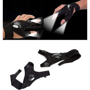 قفازات BlueSunshine بدون أصابع 2 LED لركوب الدراجات، قفاز حزام سحري للإصلاح، والعمل في الأماكن المظلمة، وصيد الأسماك، والتخييم، والمشي لمسافات طويلة والأنشطة الخارجية (زوج واحد: اليسار واليمين) in Kuwait