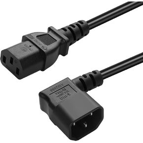 IEC 320 C14 to C13 Power Supply Cable 90 Degree C14 Male to C13 Female PDU Computer Power Extension Cord AC Power Cord for Monitors,PC,LED Lighting Displays, Projectors (Right Angle