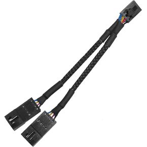 RGB Corsair Lighting Extension Cable 3.39in 1 to 2 Splitter Cable 4-Pin Male to Dual Female Used for Fan Hub Splitter Adapter Cable, Black