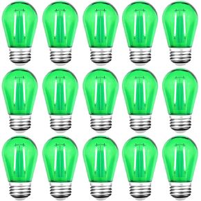 15 Pack S14 LED Red String Light Bulbs, Shatterproof 2 Watt Red Replacement Bulbs for Outdoor String Light, Waterproof Decorative E26 Base Red Filament Edison Christmas Light Bulbs, 120V