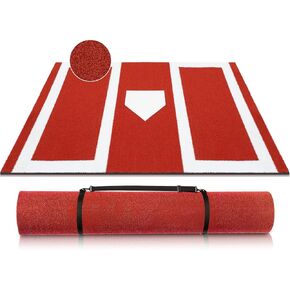 Baseball Batting Mat Softball Pitching Mat 5mm Turf Inlaid Home Plate Anti Slip Backing Mat for Baseball Batting Cage Sports Training Backyard Indoor Outdoor, Green