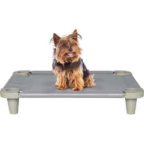Acrimet Cooling Elevated Pet Dog Bed Cot for Small Dogs, Washable and Breathable Mesh Fabric, Stainless Steel Frame, Indoor & Outdoor Use, (Size: 26"x 20") (Gray Color) (1 Unit)