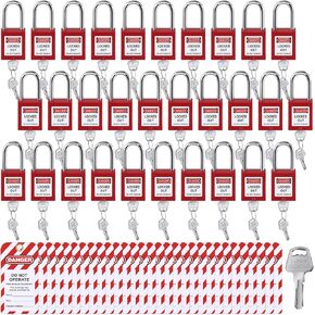 Landhoow 6 Set Lockout Tagout Locks Kit, Safety Padlocks with 6 Loto Locks Keyed Differently and 6 Lock Out Tag Out Tags Red for Lock Out Tag Out Stations and Devices Electrical Lockout Tagout Kits in Kuwait