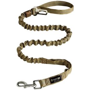 TACTIDOG Bungee Tactical Dog Leash No pull Shock Absortion K9 Training for Small Medium and Large Dogs 6FT with 2 Paddle Handles, Desert Sand