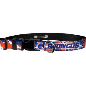 Boise State University Broncos Dog Collar Adjustable Pet Collars, Pet Wear, 1 Inch Wide, Large, Bronco Swirl