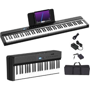 Digital Keyboard Piano, 61 Key Semi-Weighted Keyboard with Stand, Sustain Pedal, 129 Tone, 128 Rhythm Electric Piano Keyboard, Supports Bluetooth MIDI Connection, Best Gift for Beginners