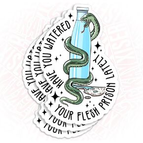 (3Pcs) Have You Watered Your Flesh Prison Lately Snake Sticker, 3" Drink Your Water, Hydrate Sticker Mental Health Waterproof Die-Cut Vinyl Laptop Sticker, Water Bottle Sticker Gifts 3 Inches