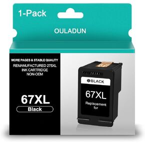 67XL Black Ink Cartridges Replacement for HP 67 Ink 67XL High Yield for Envy 6052 6055e 6055 6075 Envy Pro 6455e 6455 6475 6452 6458 DeskJet 2755 4155 2755e Printer (1 Black)