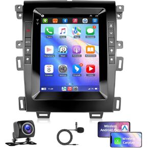 9.7 Inch Wireless Apple Carplay Android Auto Screen Stereo for Ford Edge 2013 2014 2015,2+64G Car Radio Touchscreen Support Mirror Link,Bluetooth,GPS,WiFi,SWC,FM&RDS Radio + AHD Backup Camera+MIC