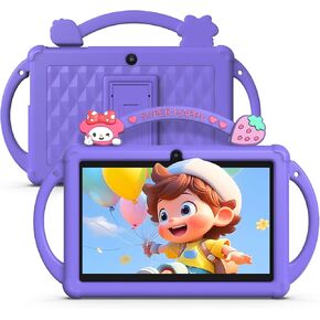 Kids Tablet 7 inch Android 13 Tablet for Kids 32GB ROM 4GB RAM 1TB Expanded, Quad-Core Toddler Tablet with Shockproof Case, Bluetooth, WiFi, Parental Control, Dual Camera, GPS, Games (Pink)