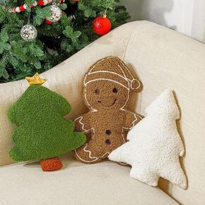 Konohan 3 Pcs Christmas Gingerbread Pillows Gingerbread House Gingerbread Man Throw Pillows Stuffed Gingerbread Shaped Pillow Gingerbread Plush Pillows for Christmas Party Outdoor Cushion Decorations