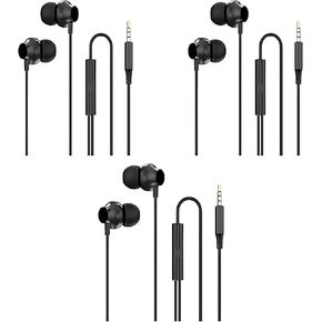 3 Packs Wired Earbuds in-Ear Headphone Noise Isolating Ear Buds Wired Earbuds Headphones,Earphones with Heavy Bass Stereo Noise Blocking