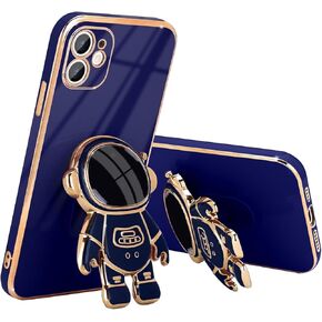 Compatible with iPhone 11 Case Cute 3D Astronaut Stand Design Camera Protection Shockproof Soft Back Cover for Apple iPhone 11 Phone Case Purple