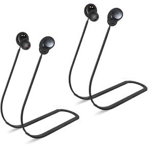 2 Packs Anti-Lost Strap for Anker Soundcore Space A40, Soft Silicone Secure Neck Rope Cord for Sports and Everyday Use (Black)