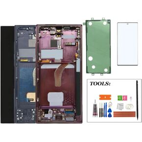Display Compatible with Samsung Galaxy S22 Ultra 5G LCD Display Screen Assembly Replacement for Samsung S22 Ultra Touch Digitizer Screen+ Tools (Burgundy)