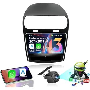 9 Inch 8-Core Car Radio for Dodge Journey 2011-2019, 4GB+32GB,CarPlay & Android Auto, IPS Touchscreen Stereo Upgrade, Includes Backup Camera, FM/AM/RDS/DSP/SWC