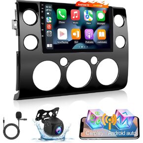 8 Core 9 inch Android [4+64G] Car Stereo for Toyota FJ Cruiser 2006 2007-2014 - Wireless Carplay & Android Auto - 1280P IPS Touchscreen Radio with 32EQ DSP/WiFi/GPS + AHD Rear View Camera & MIC