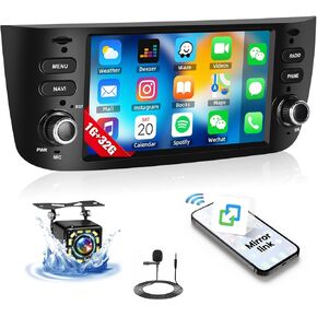 SIXWIN Android Car Radio for Fiat Punto 2010-2016/Linea 2012-2015 6.2 inch Touch Screen Head Unit with Mirror Link Bluetooth FM GPS Navigation WiFi SWC Backup Camera MIC