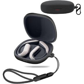 for Oladance OWS Pro Case Cover, Wireless Earphone Silicone Protective case (with Carabiner + Lanyard) Drop-Proof, Scratch-Proof, Shock-Proof, Reserved Charging Port, dust-Proof (Black)