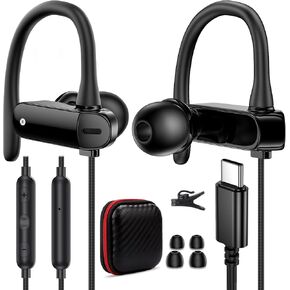 USB C Headphone Over-Ear Hook Wired Earbuds for iPad Mini Air School Kid Adult Laptop Noise Canceling in-Ear Headset Android Type C Earphone for iPhone 16 Pro Max 15 Plus Samsung A16 S24 S23 Galaxy Z