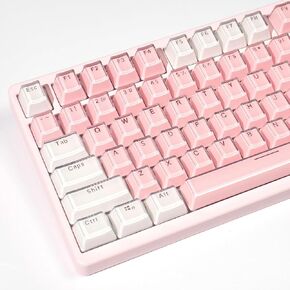 mintcaps Keycaps - 104 Keys Crystal Jelly Keycaps Translucent Custom Keyboard Keycap OEM Profile Cute Keycaps for 60/65 /75/100 Cherry Gateron Mx Mechanical, Pink and White