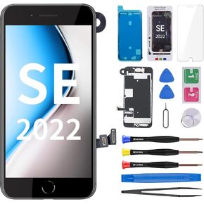 for iPhone SE 3rd / 2nd Generation and for iPhone 8 Screen Replacement with Home Button SE3 LCD Display 4.7 Inch SE 2022 3D Touch Digitizer with Front Camera Earpiece Full Repair Tools Kit