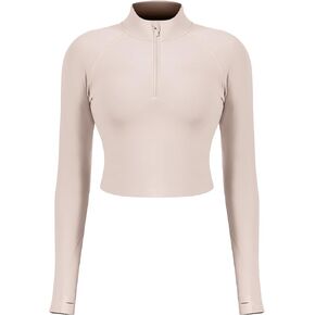AVGO Cropped Women's Bbl Jacket Full Zip up Workout Jacket Slim Fit Sports Gym Athletic Tops with Thumb Holes(White,Medium)