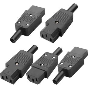 MEIRIYFA 3-Pin Inlet Power Plug Socket Connectors,IEC320 AC 250V 10A C14 Three-Hole Female for PDU Cabinets Industrial Engineering Dedicated (5PCS）(C13 Female)