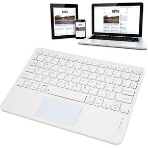 Bluetooth Keyboard with Touchpad, 78 Keys Portable Ultra Thin Silent Keyboard for for Smart Phones Tablets Laptops (White)