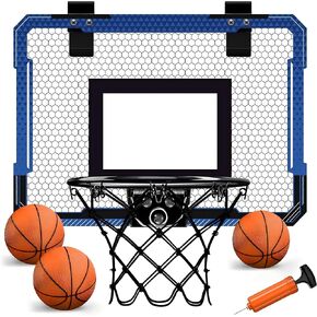 Basketball Hoop Indoor for Kids, Over The Door Mini Basketball Hoop with Electronic Scoreboard & 3 Balls, Door Room Basketball Hoop Basketball Toy for Kids Boys Teens