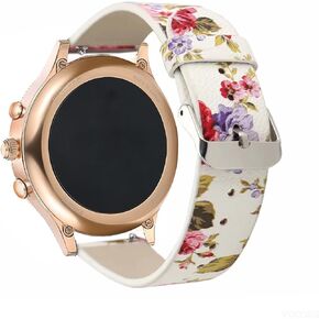 Abanen Watch Bands for Fossil Women's Gen 6 / Women's Gen 5E, Floral Genuine Leather Quick Release Women Wristband Strap for Fossil Women's Gen 4 Sport