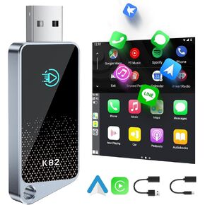 2024 Upgraded Wireless CarPlay Adapter Compatible with Apple & Andriod Auto, 2 in 1 Dual System Wireless CarPlay Adapter Convert Factory Wired to Wireless Carplay Dongle for iPhone iOS 10+ Android 11